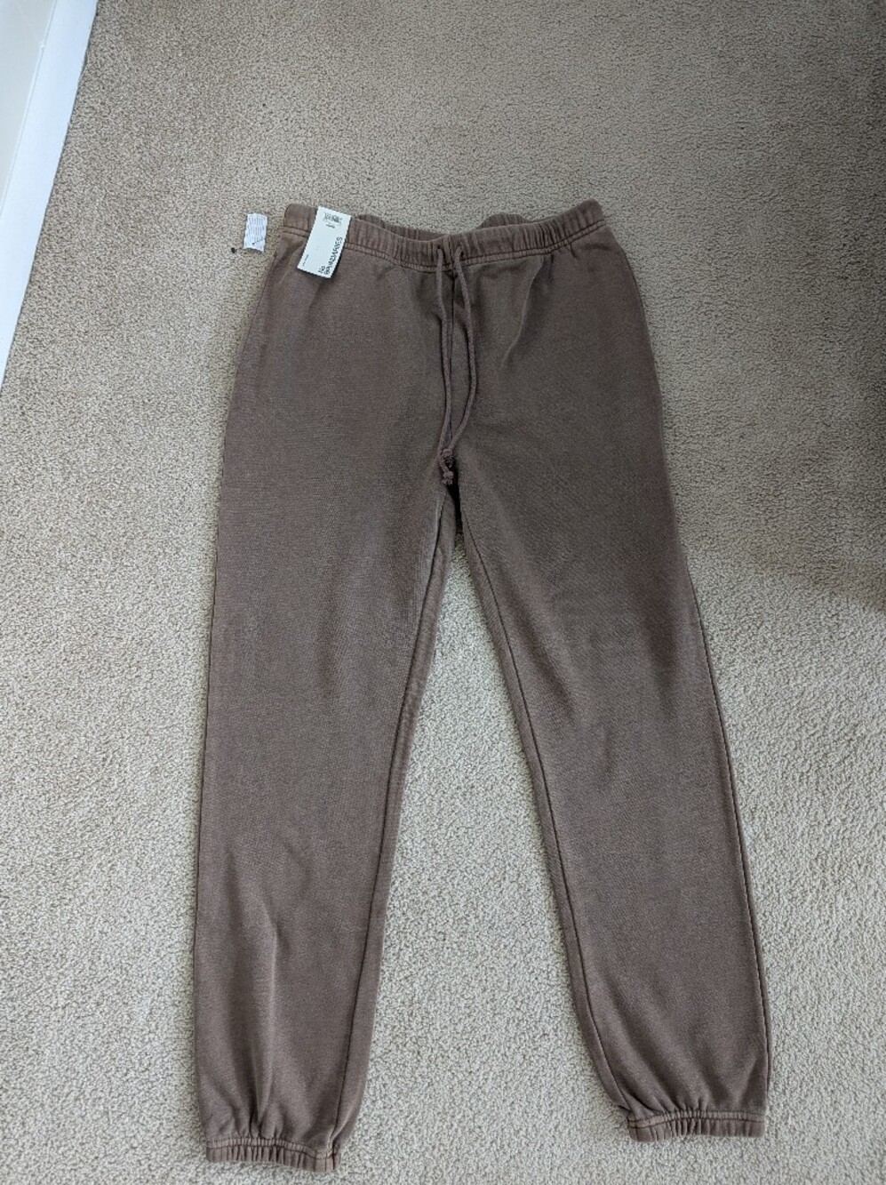 No Boundaries Men's Brown Knit Joggers with Drawstring